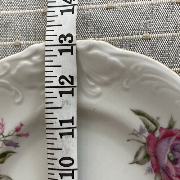 FAVOLINA Poland SERVING PLATTER Roses 13” Oval Gold Trim Cottagecore   Farm - Picture 7 of 9